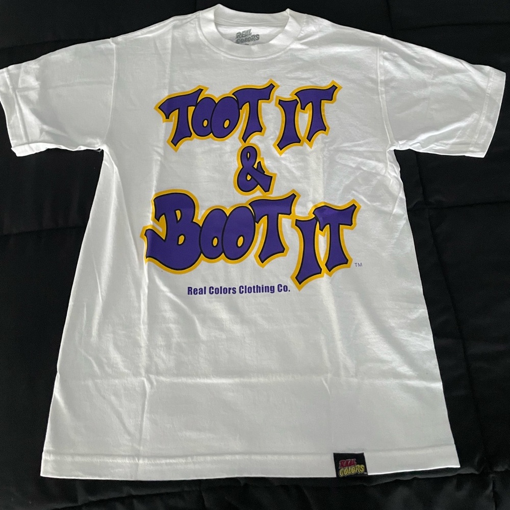Real Colors White and Purple Graphic Tee
